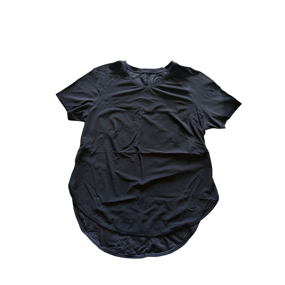 Lululemon Ventilated Short Sleeve Running Shirt Black 6 Perforated Workout Top